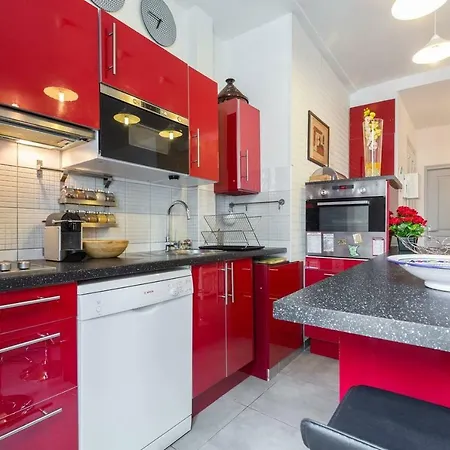 Stylish White And Red Apartment